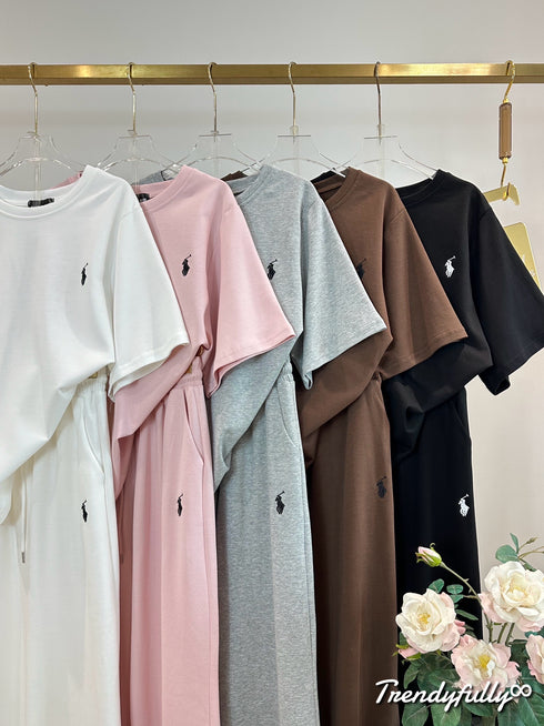 Casual Half Sleeves Pullover With Loose Trousers sets